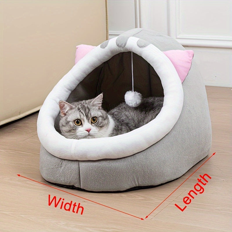 Comfy Cat Retreat – Soft Polyester Cat Bed with Cushion