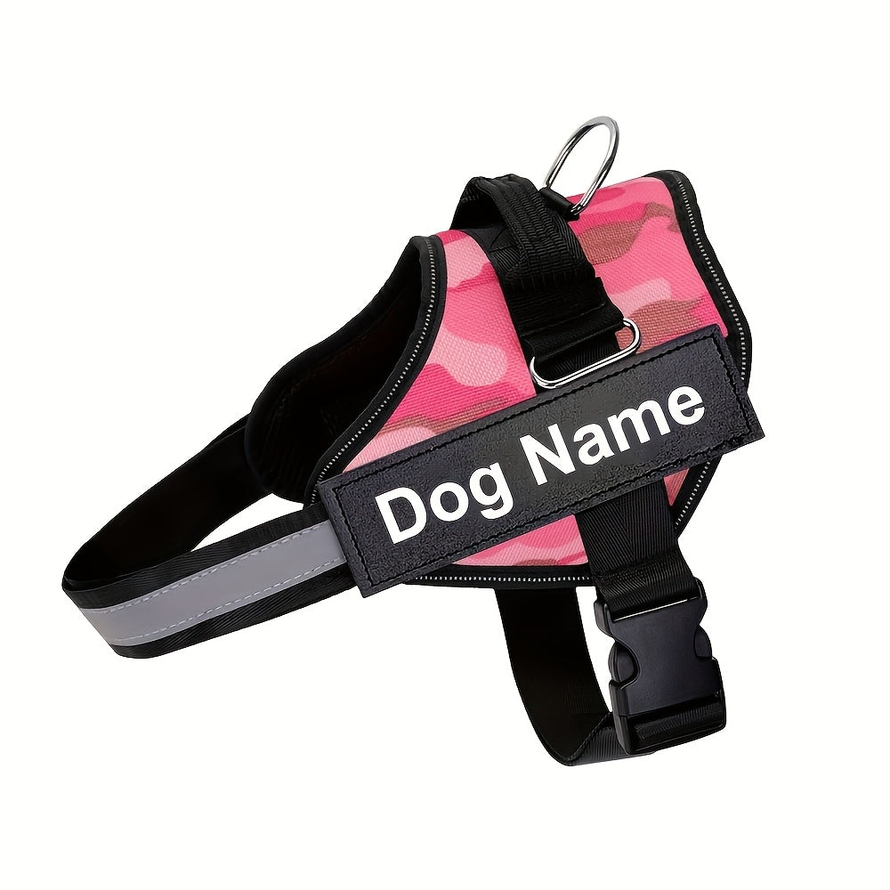 Customisable Reflective Dog Harness – Anti-Escape Adjustable Chest Vest with Personalised Name & Phone Patch