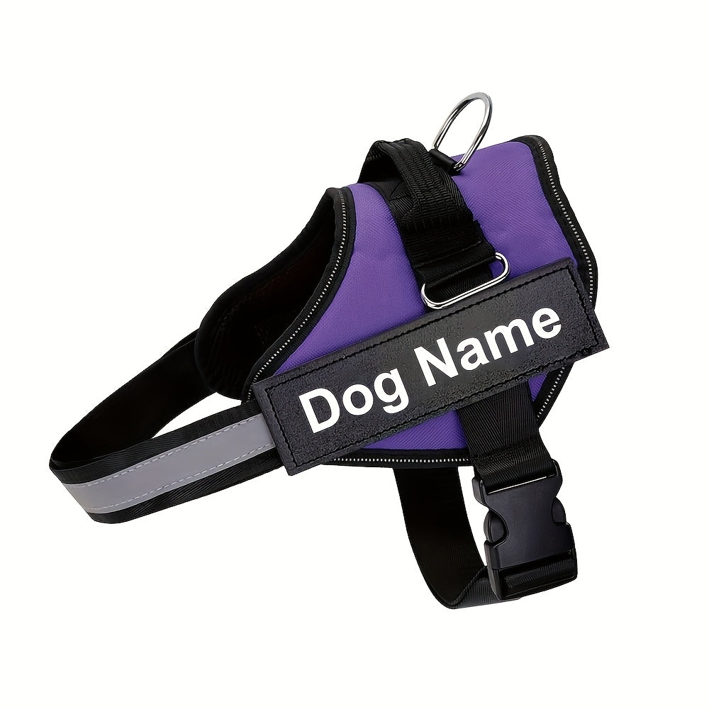 Customisable Reflective Dog Harness – Anti-Escape Adjustable Chest Vest with Personalised Name & Phone Patch