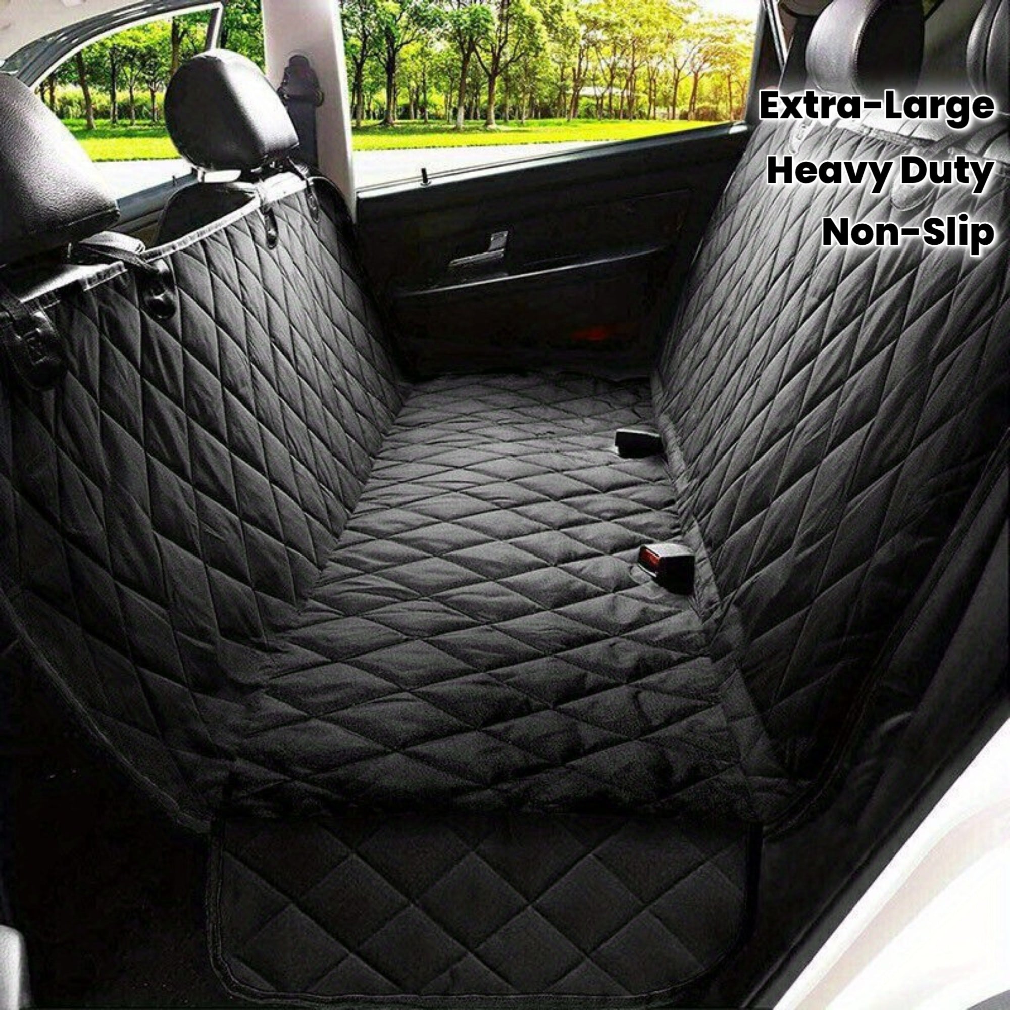 Extra-Large Dog Car Seat Cover with Safety Harness – Heavy-Duty, Non-Slip, Waterproof Protector with Side Shields – Adjustable Straps – Fits SUVs, Sedans & Minivans – Easy-Clean & Scratch-Resistant Travel Cover
