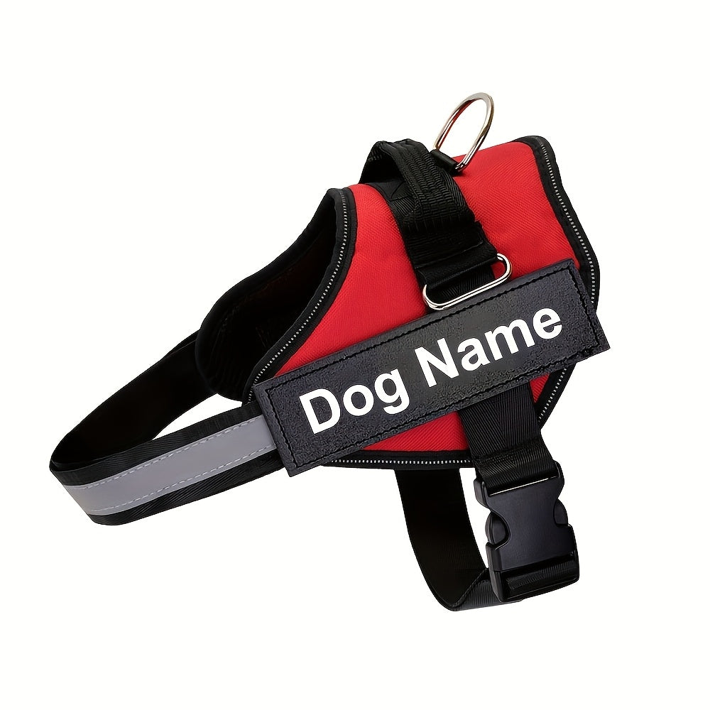 Customisable Reflective Dog Harness – Anti-Escape Adjustable Chest Vest with Personalised Name & Phone Patch