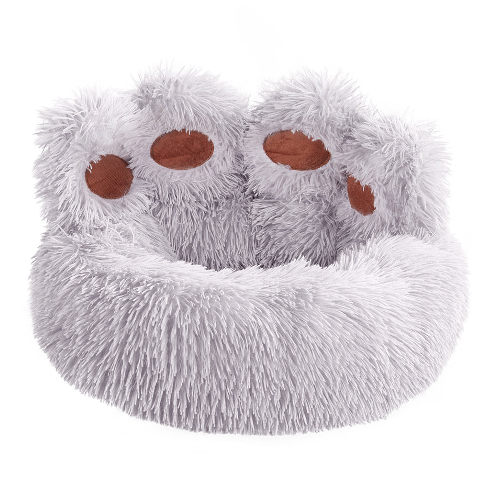 Bear Paw Shaped Calming Bed – Warm, Comfortable Sleeping Sofa for Pets (Grey, 60cm)