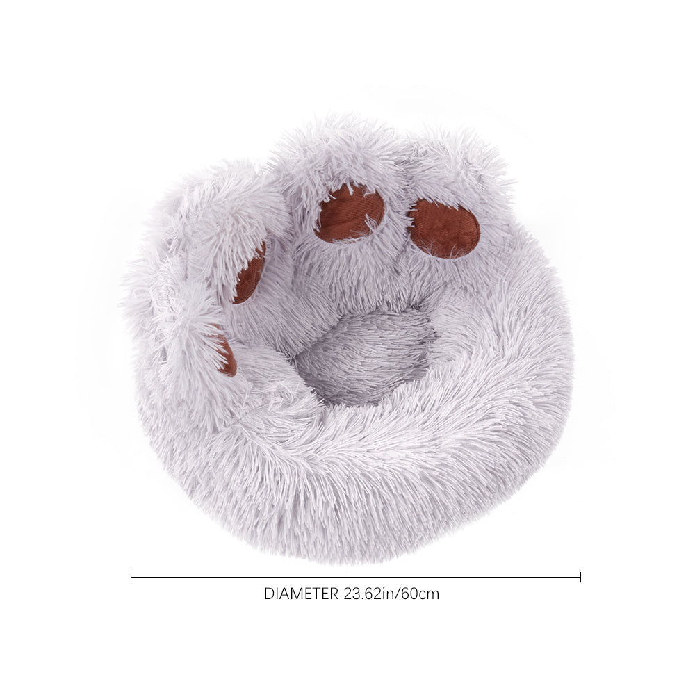 Bear Paw Shaped Calming Bed – Warm, Comfortable Sleeping Sofa for Pets (Grey, 60cm)