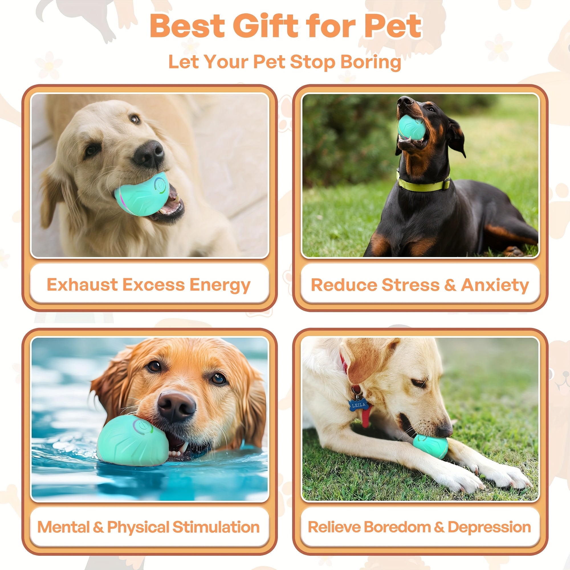 PetGravity™ Smart Motion Interactive Dog Ball – USB Rechargeable