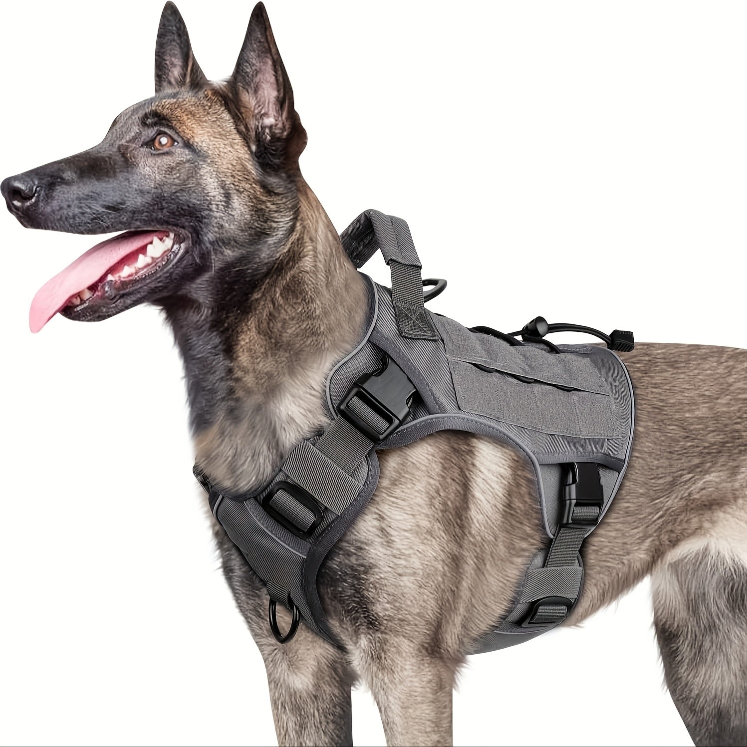 Tactical Dog Harness with Handle – Adjustable No-Pull Service Vest with Hook & Loop Panels