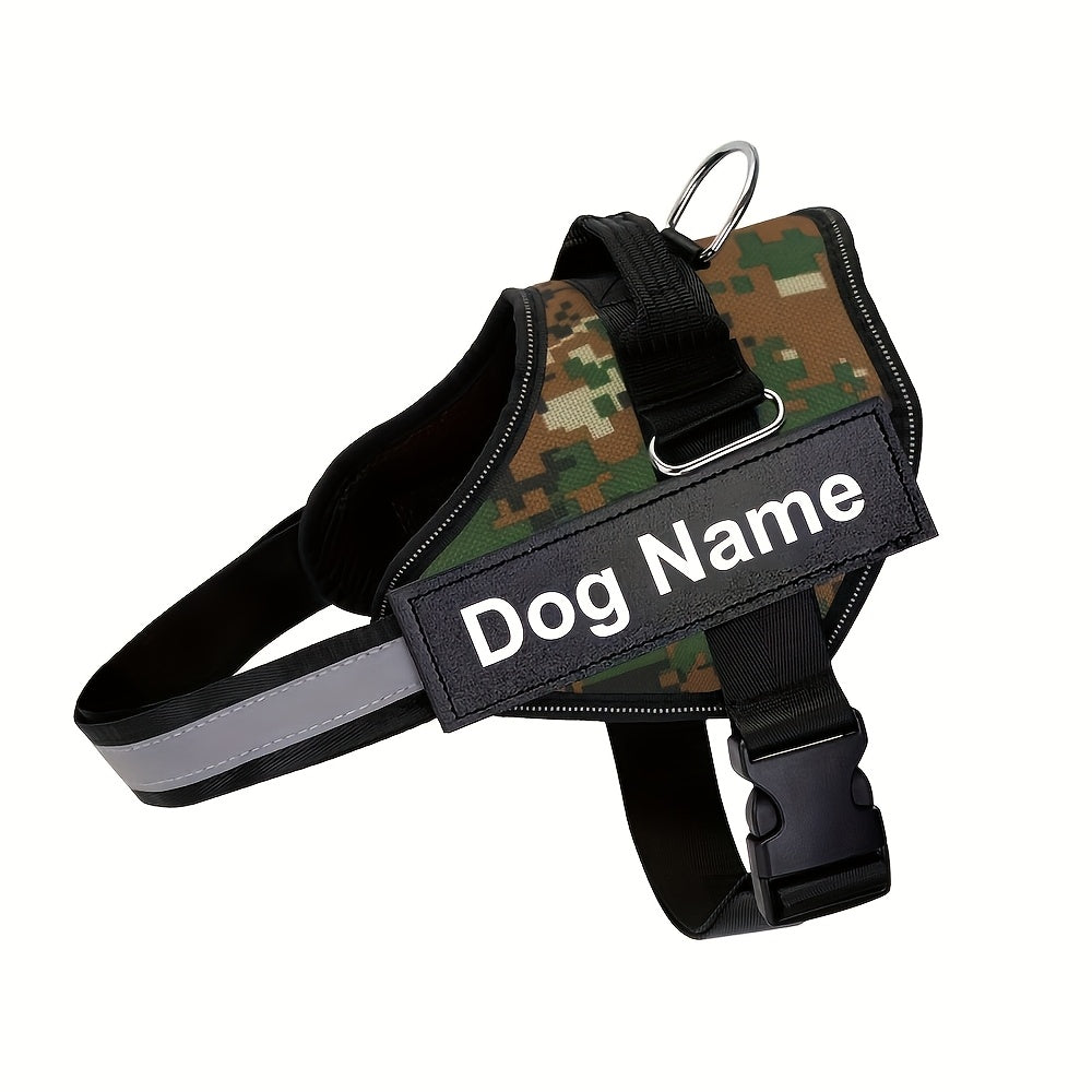 Customisable Reflective Dog Harness – Anti-Escape Adjustable Chest Vest with Personalised Name & Phone Patch