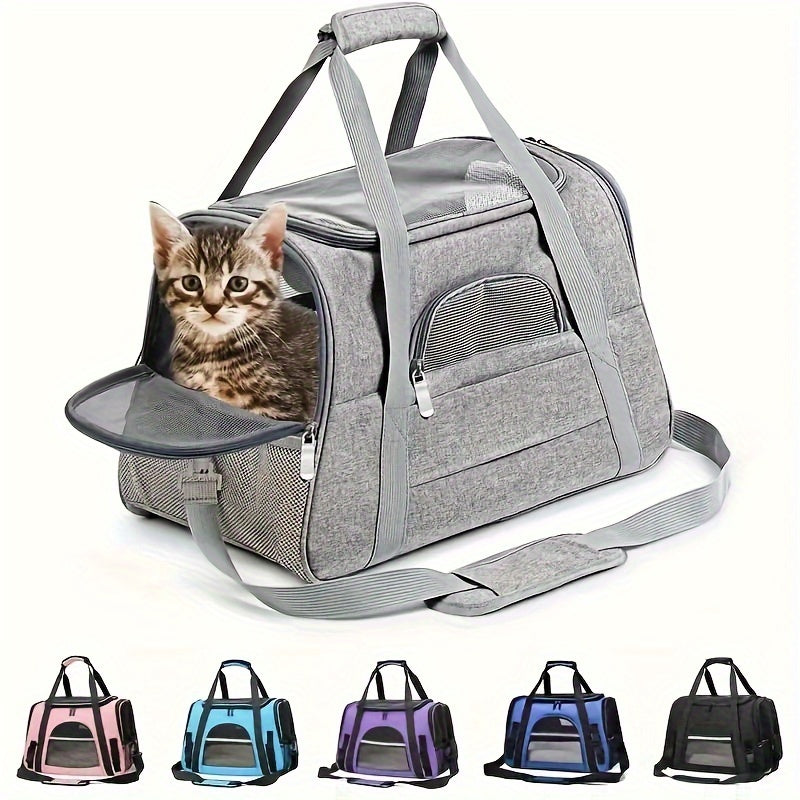 Portable Pet Bag, Four-sided Breathable Cat Bag With A Fur Mat, Can Be Used On The Suitcase, Single Shoulder Pet Bag, Collapsible Breathable Transparent Cat And Dog Bag
