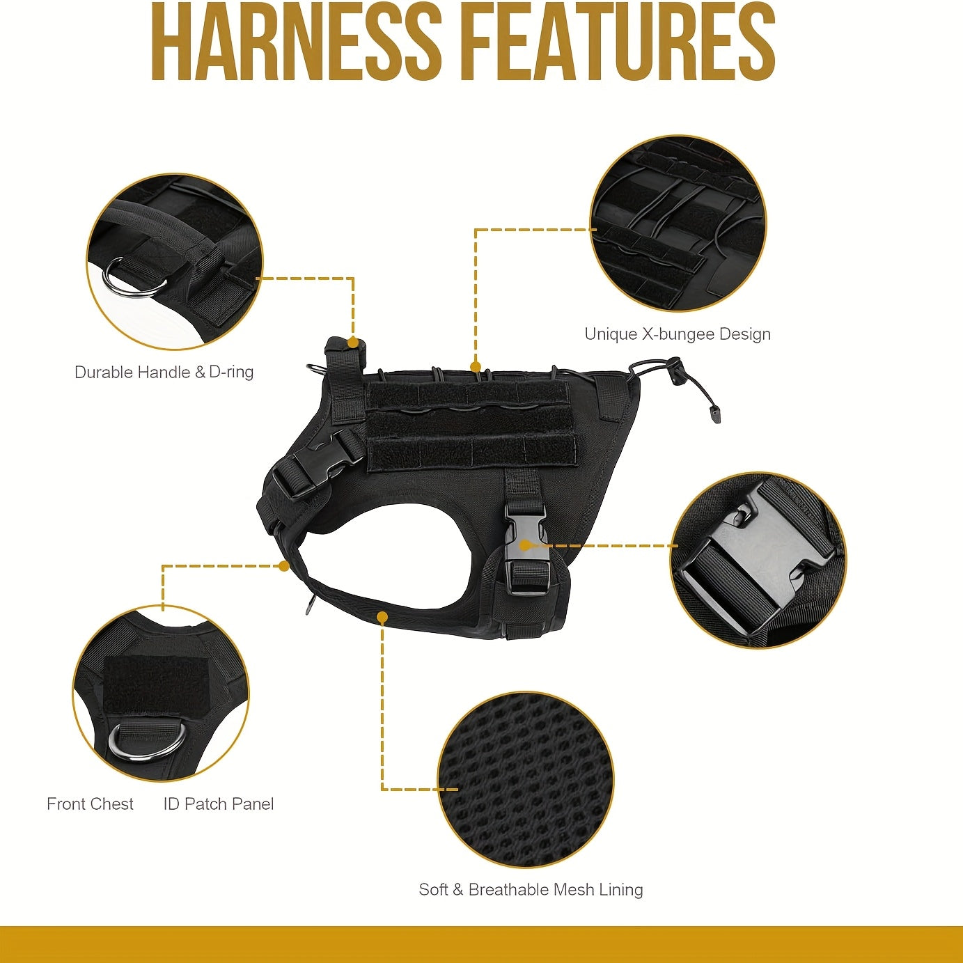 Escape-Proof Reflective Dog Harness Vest – Adjustable, Breathable & Comfortable for Medium and Large Dogs