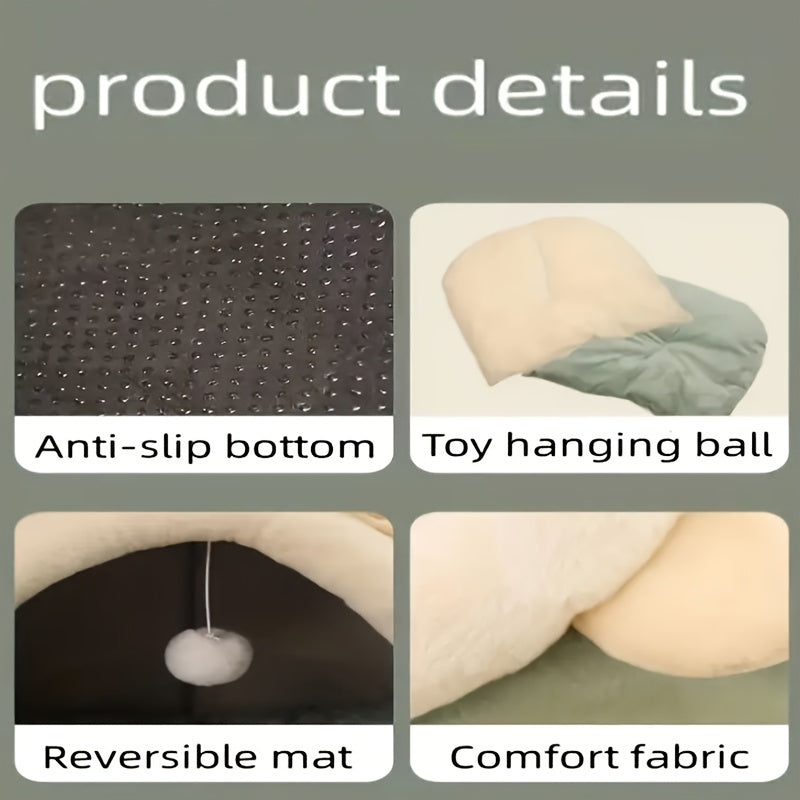 Comfy Cat Retreat – Soft Polyester Cat Bed with Cushion