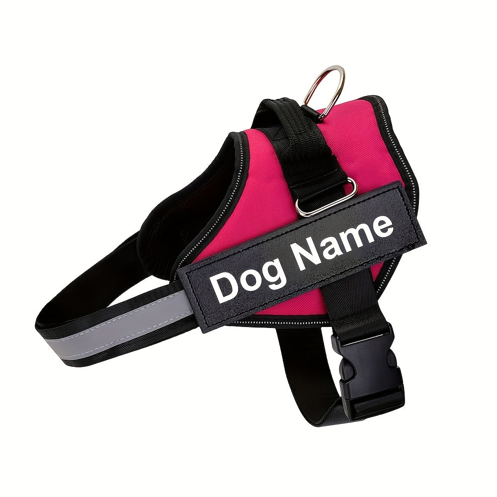 Customisable Reflective Dog Harness – Anti-Escape Adjustable Chest Vest with Personalised Name & Phone Patch