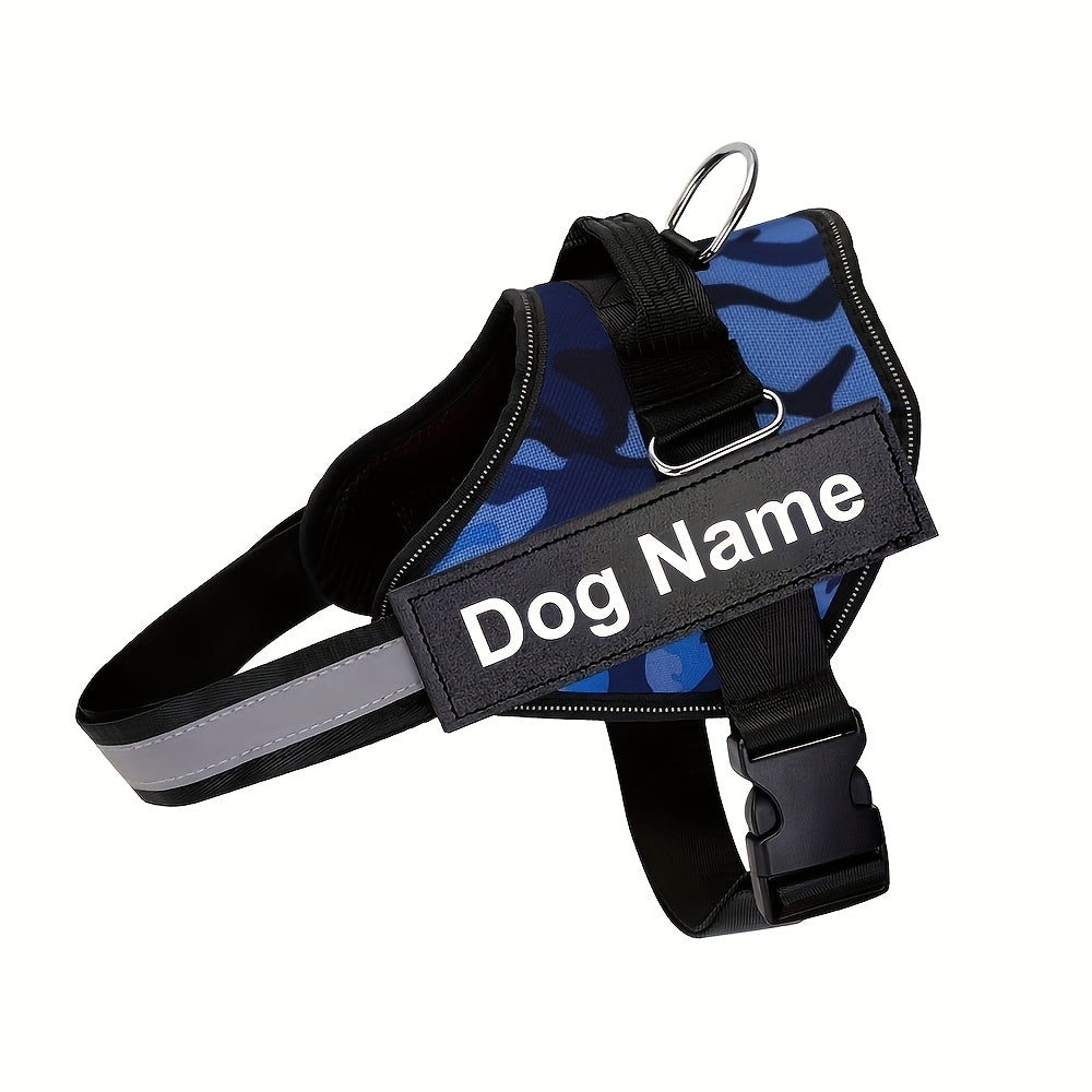 Customisable Reflective Dog Harness – Anti-Escape Adjustable Chest Vest with Personalised Name & Phone Patch