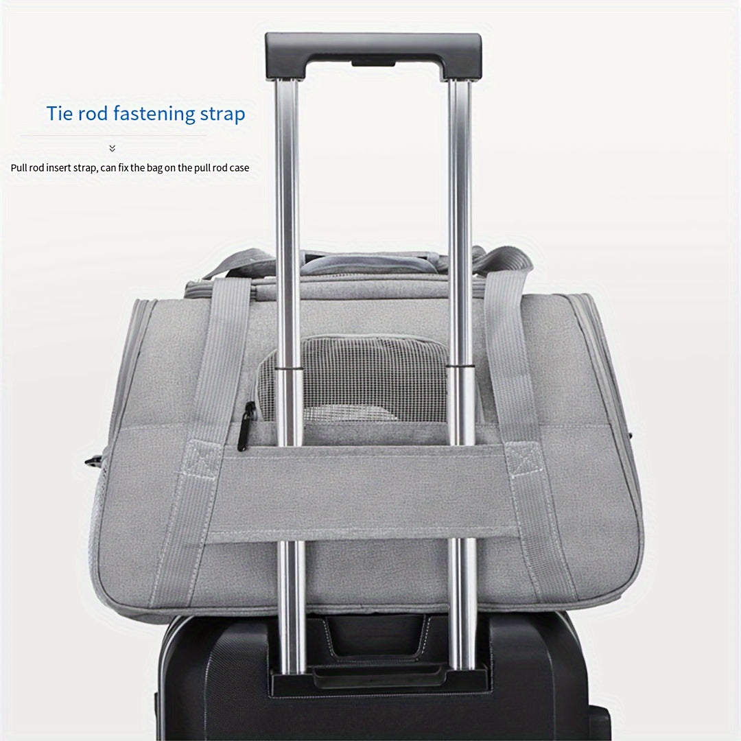 Portable Pet Bag, Four-sided Breathable Cat Bag With A Fur Mat, Can Be Used On The Suitcase, Single Shoulder Pet Bag, Collapsible Breathable Transparent Cat And Dog Bag