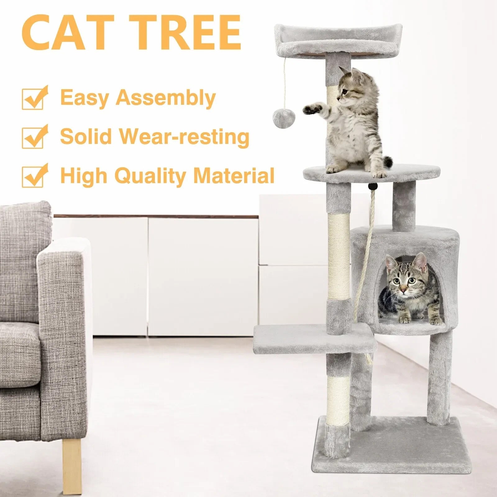 VertiLuxe Premium Multi-Level Cat Tree with Hammock, Hideouts & Scratching Posts