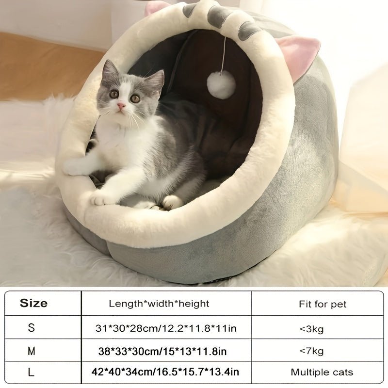 Comfy Cat Retreat – Soft Polyester Cat Bed with Cushion