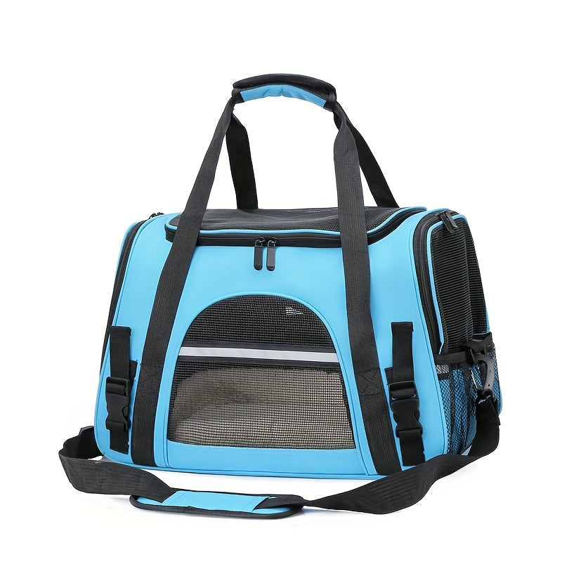 Portable Pet Bag, Four-sided Breathable Cat Bag With A Fur Mat, Can Be Used On The Suitcase, Single Shoulder Pet Bag, Collapsible Breathable Transparent Cat And Dog Bag