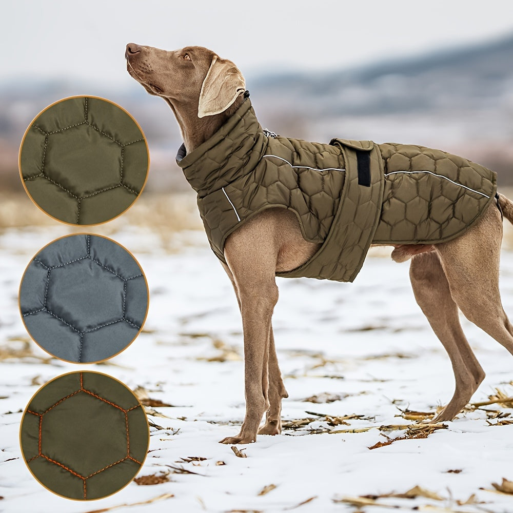 Premium Quilted Dog Coat – Warm, Lightweight & Adjustable Winter Jacket for Medium & Large Dogs
