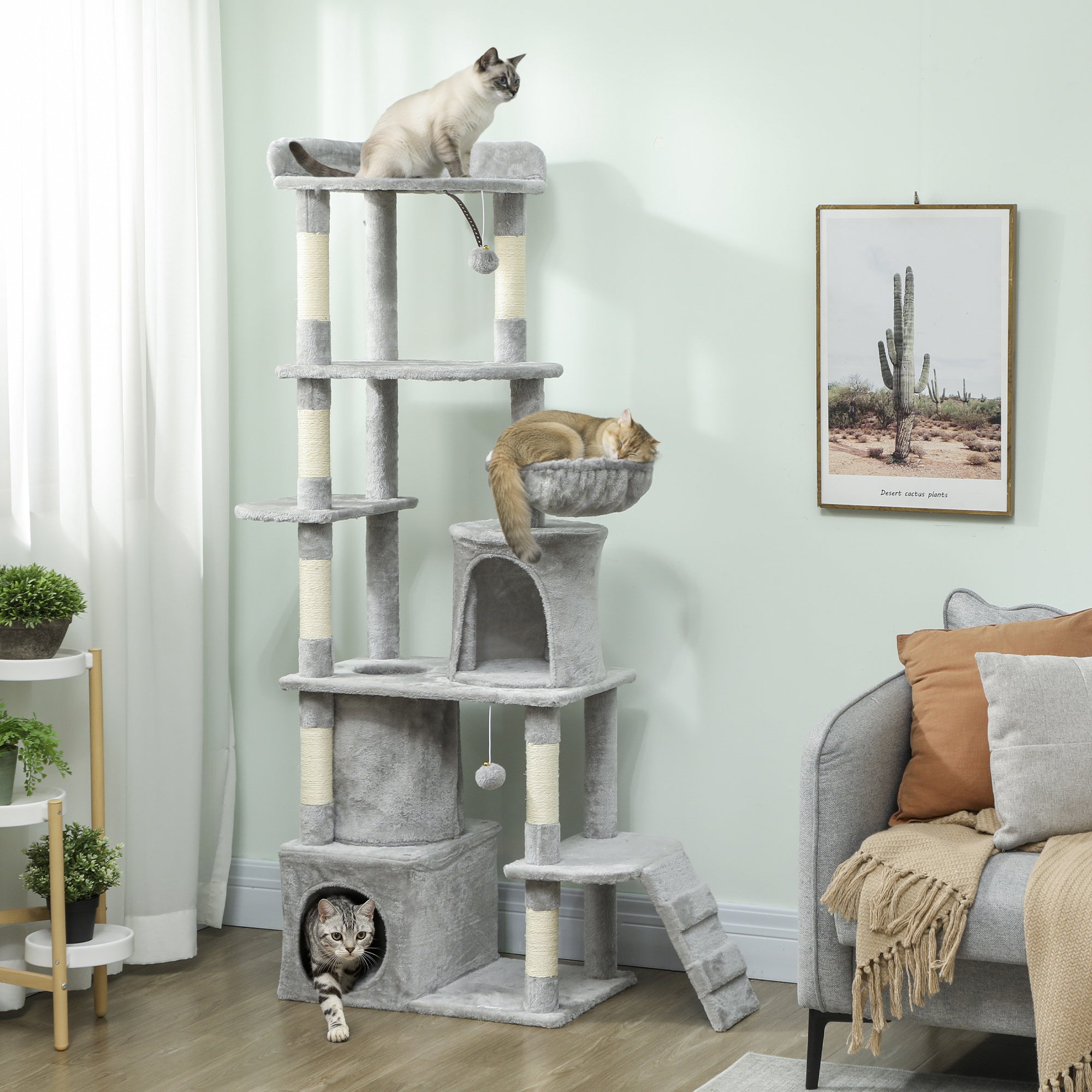 SkyHaven Premium Cat Tree with Hammock, Hideouts & Scratching Posts – 170 cm