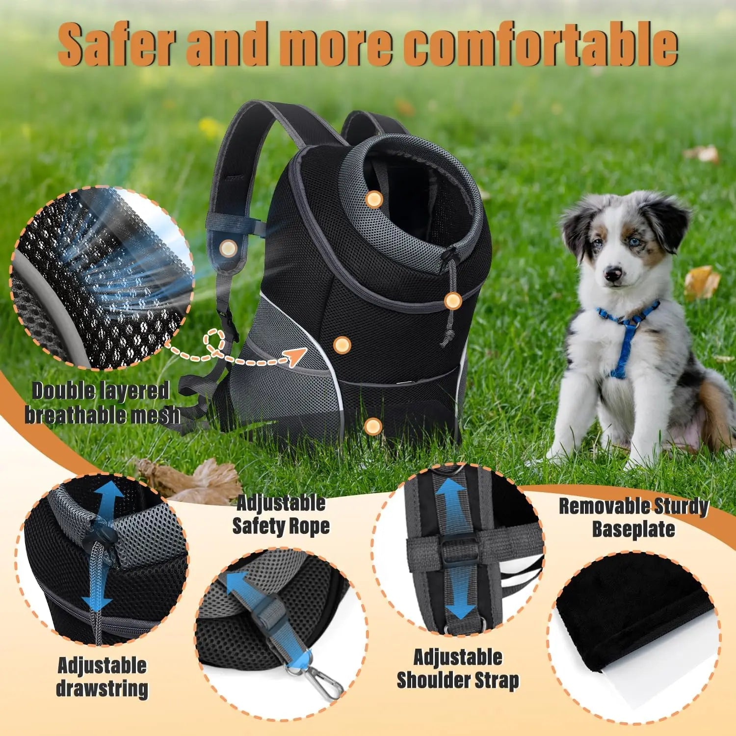 Foldable Pet Backpack,Breathable Carrier for Cats & Small Dogs up to 7.5kg