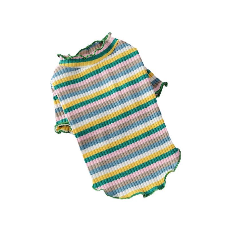 Colorful Stripe Cat Vest Shirt for Small Cats & Puppies – Cotton Pet Clothing