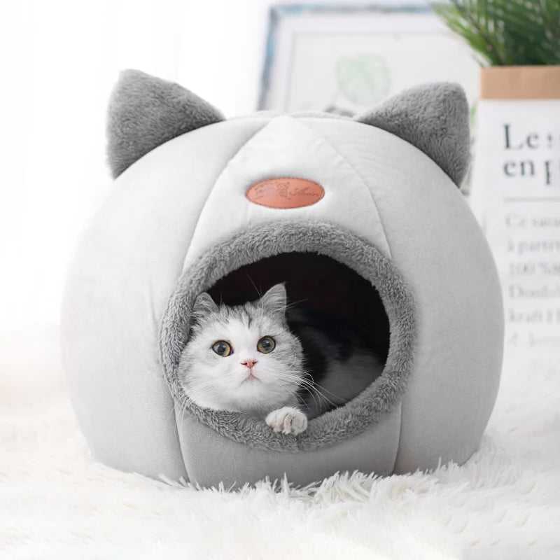 Cosy Cat Cave Bed | Warm Soft Indoor Cat House for Cats & Small Dogs