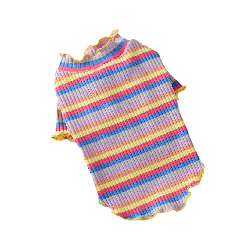 Colorful Stripe Cat Vest Shirt for Small Cats & Puppies – Cotton Pet Clothing