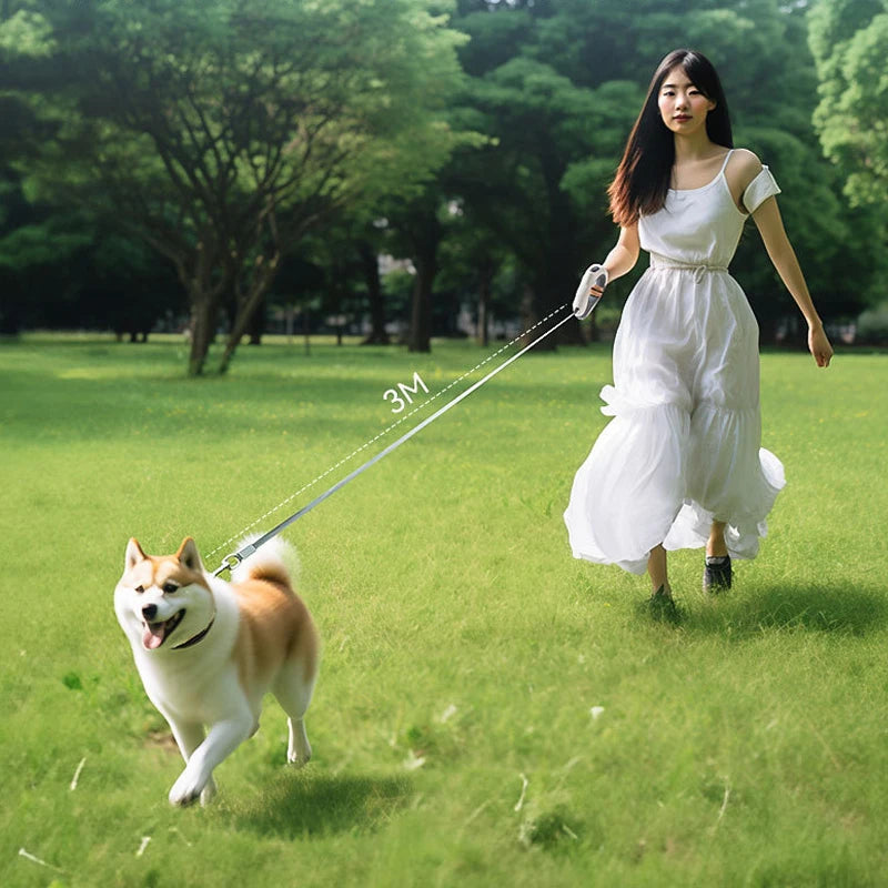 LED Retractable Dog Lead .Rechargeable Light-Up Lead for Safe Night Walks