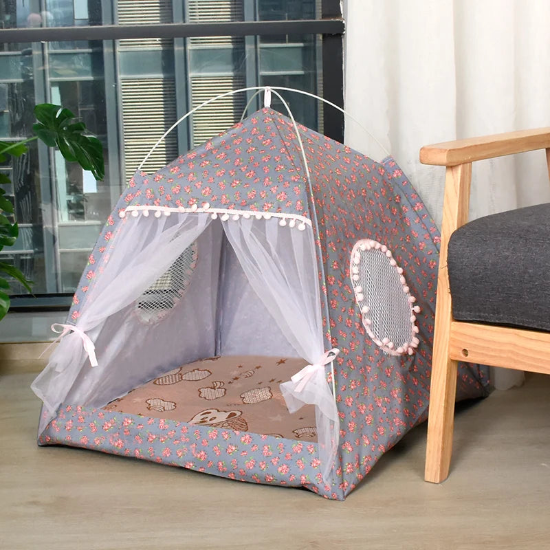 Flower Cat Tent Bed – Soft Cozy Cat House for Cats & Small Pets