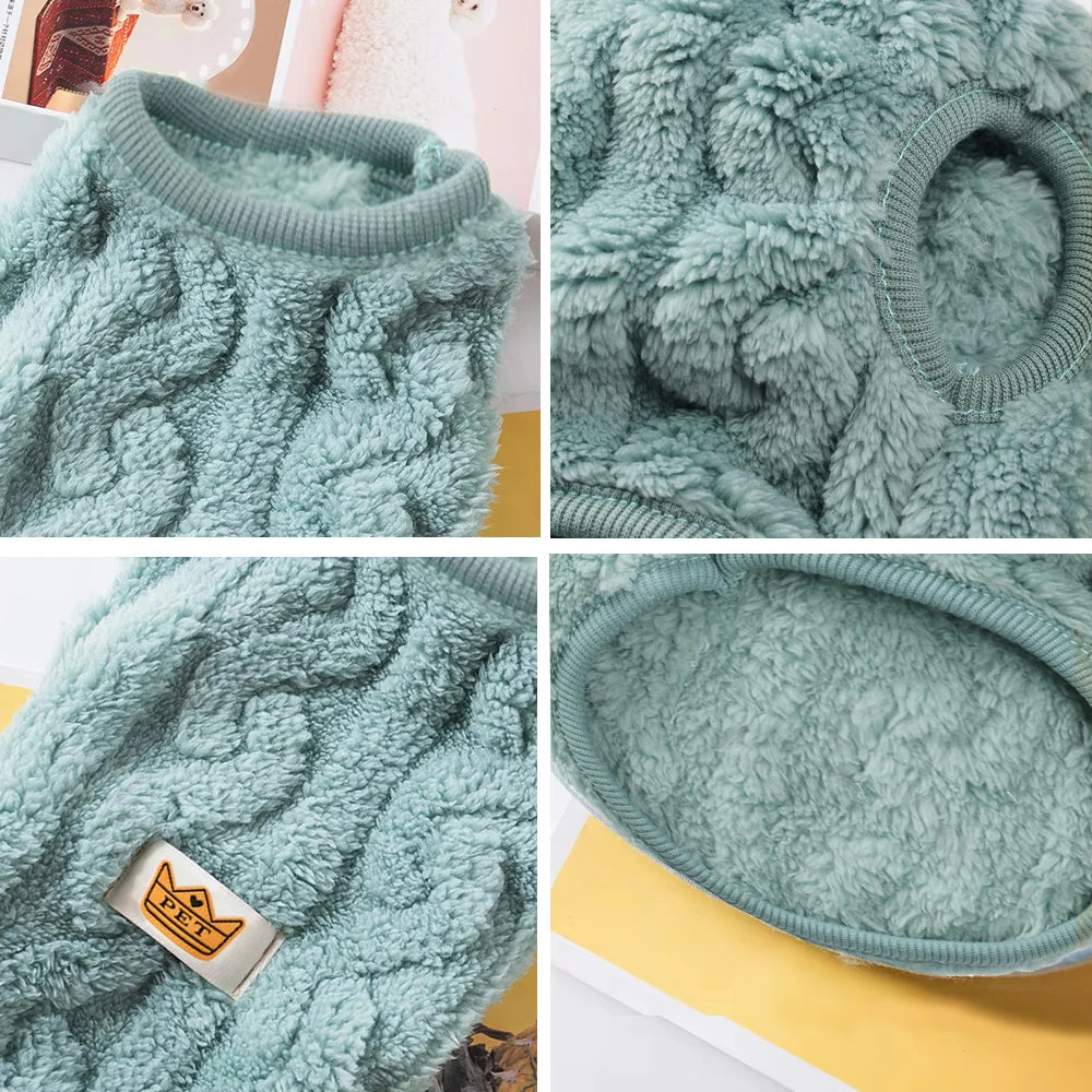 Warm Fleece Pet Sweater for Cats and Small Dogs Soft Autumn Winter Clothes
