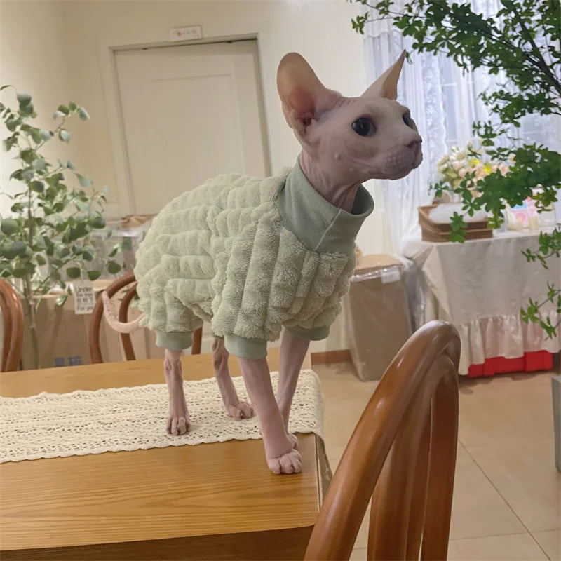 Warm Turtleneck Cat Sweater Soft Fleece Winter Coat for Hairless and Short Hair Cats