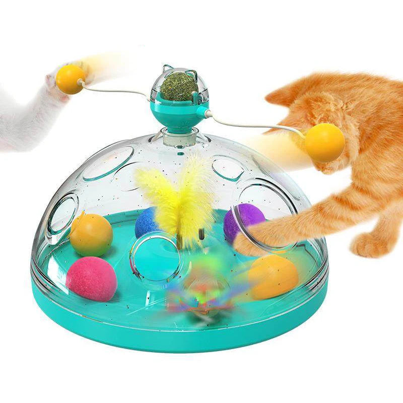 Interactive Cat Toy Box for Indoor Cats – Catnip Ball & Rotating Teaser Wand