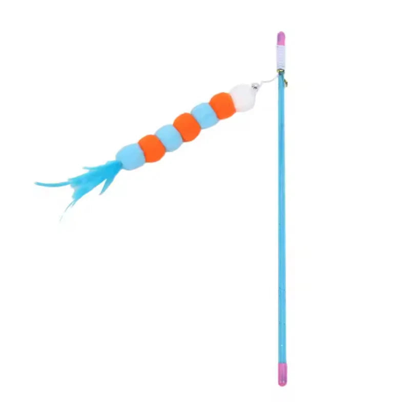 Interactive Feather Cat Teaser Wand with Bell – Fun Exercise Toy for Indoor Cats
