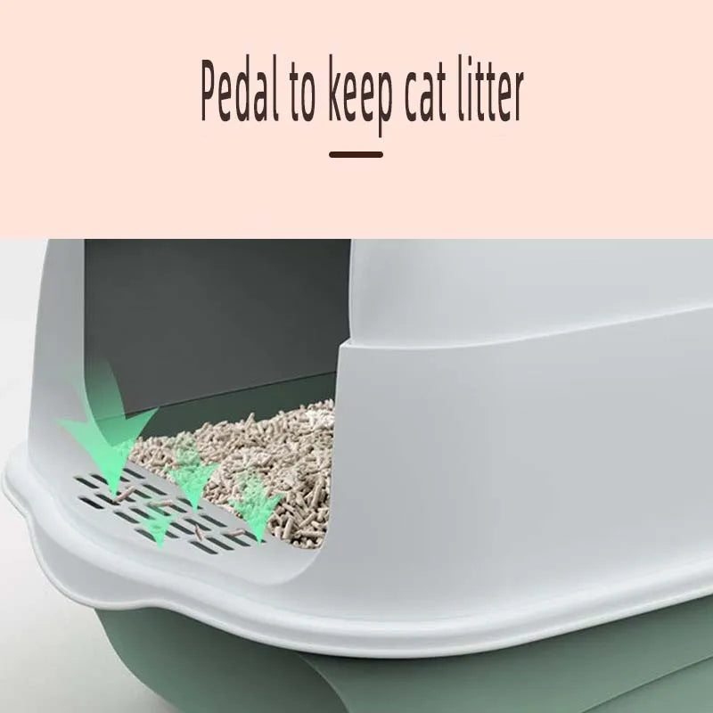 Fully Enclosed Cat Litter Box Spillproof Deodorised Large Capacity Cat Toilet with Easy Clean Design