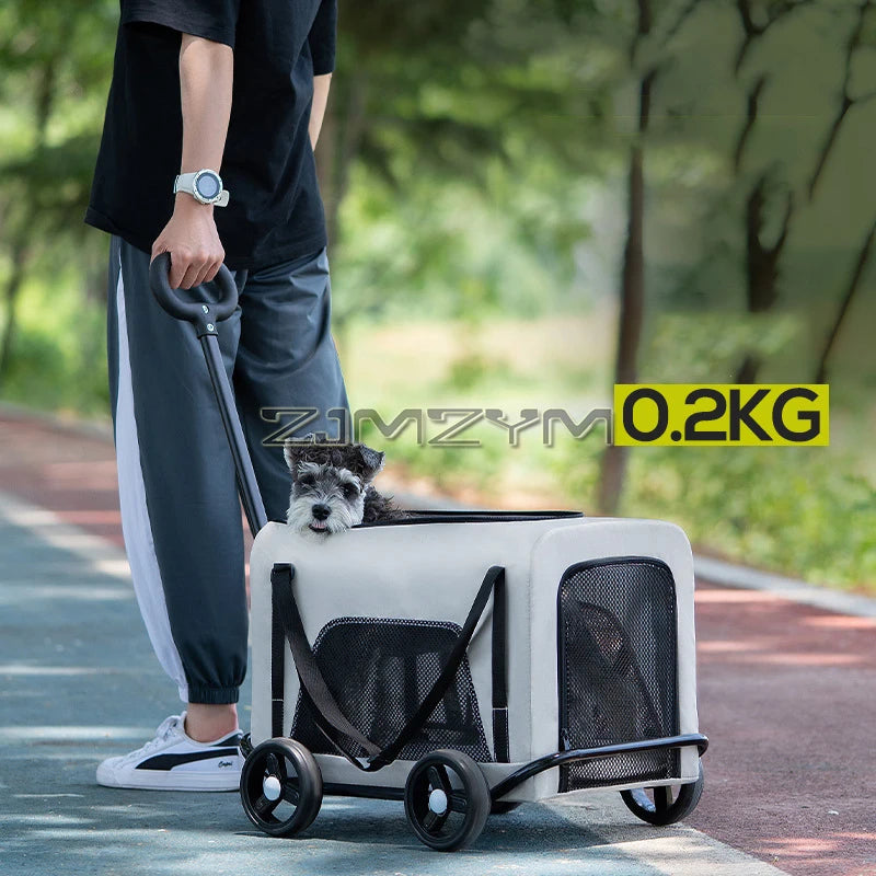 Folding Pet Stroller with 4 Wheels Compact Travel Carrier for Dogs and Cats Easy Fold Design