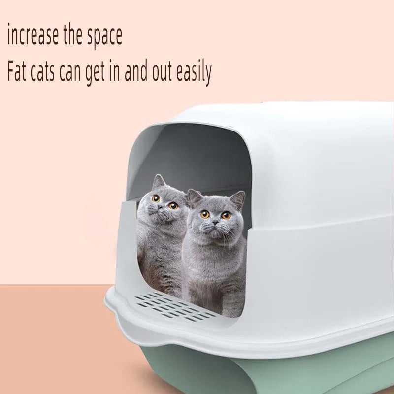 Fully Enclosed Cat Litter Box Spillproof Deodorised Large Capacity Cat Toilet with Easy Clean Design