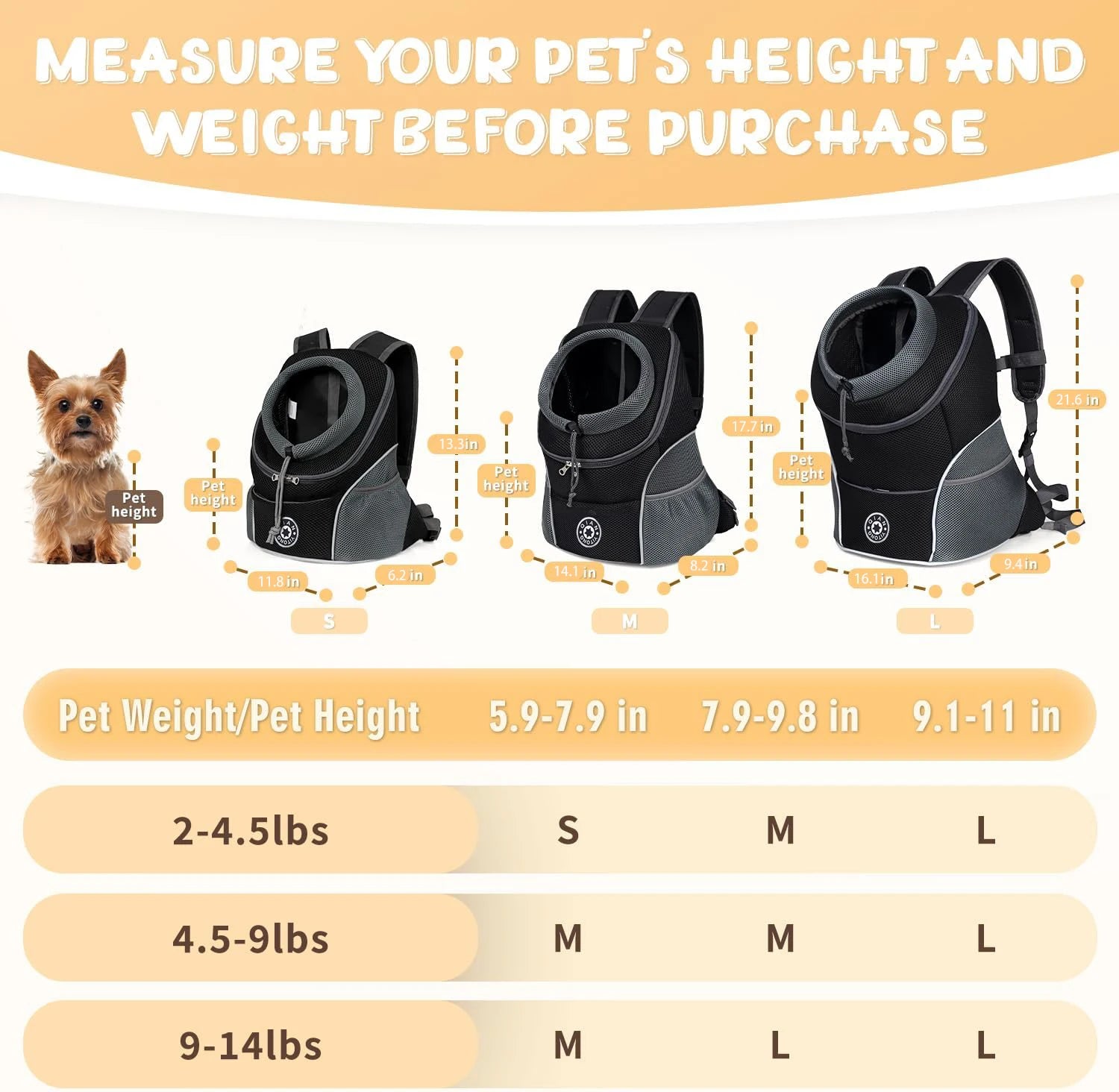Foldable Pet Backpack,Breathable Carrier for Cats & Small Dogs up to 7.5kg