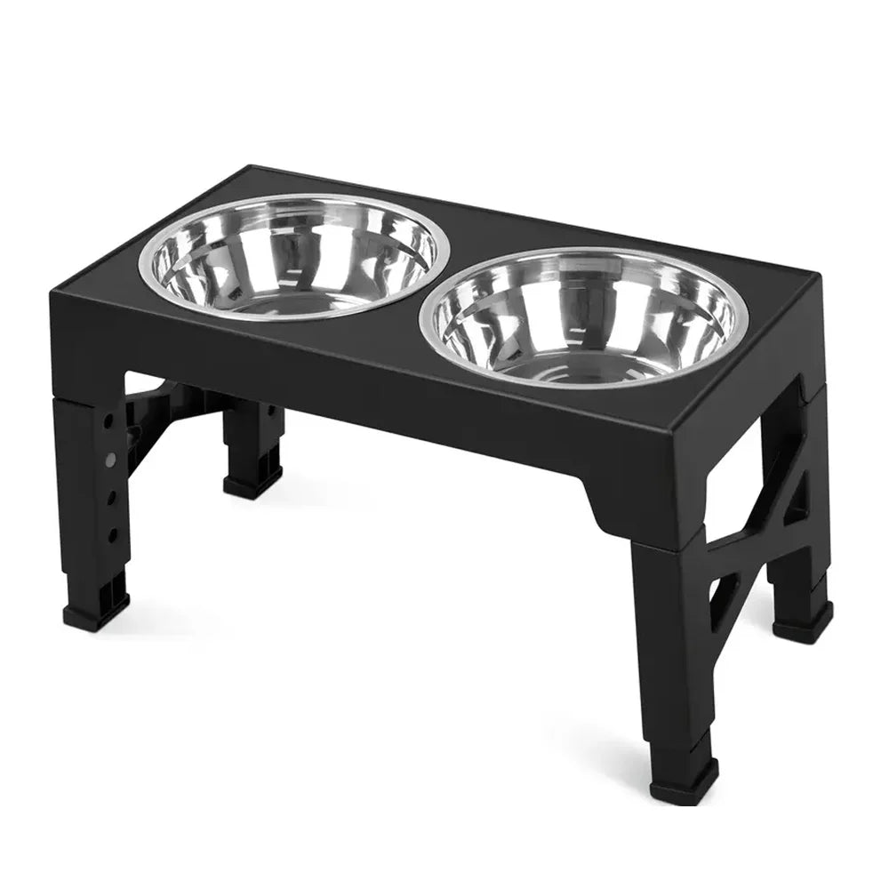 Adjustable Elevated Dog Bowls | Raised Feeder with Stainless Steel Bowls | Bark & Whiskers