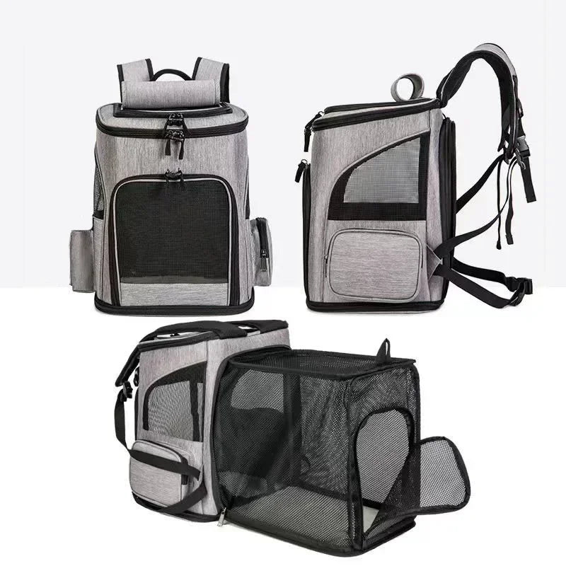 Expandable Pet Backpack | Breathable Foldable Cat & Dog Carrier Bag