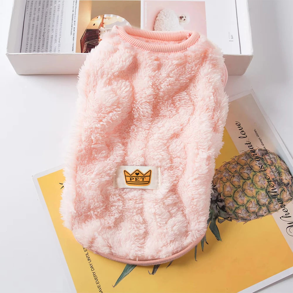 Warm Fleece Pet Sweater for Cats and Small Dogs Soft Autumn Winter Clothes