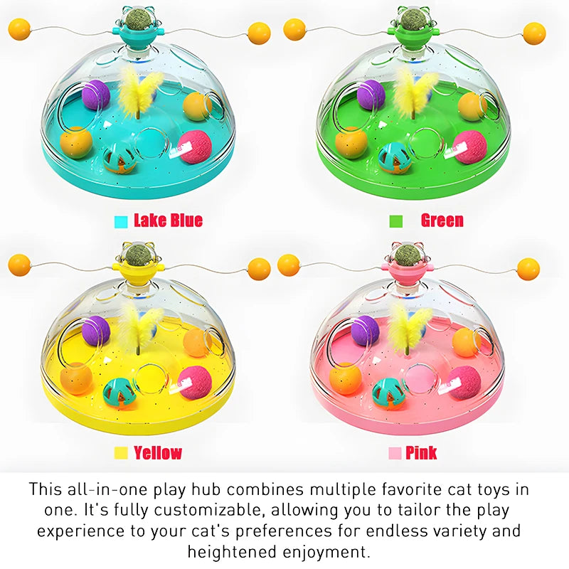 Interactive Cat Toy Box for Indoor Cats – Catnip Ball & Rotating Teaser Wand