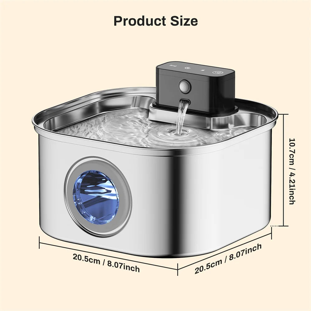 3.2L Smart Sensor Pet Water Fountain – Stainless Steel Automatic Cat & Dog Water Dispenser | Motion Activated, Quiet & Filtered
