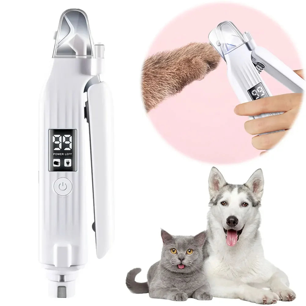 2-in-1 Dog & Cat Nail Grinder | Quiet Rechargeable Clipper with LED