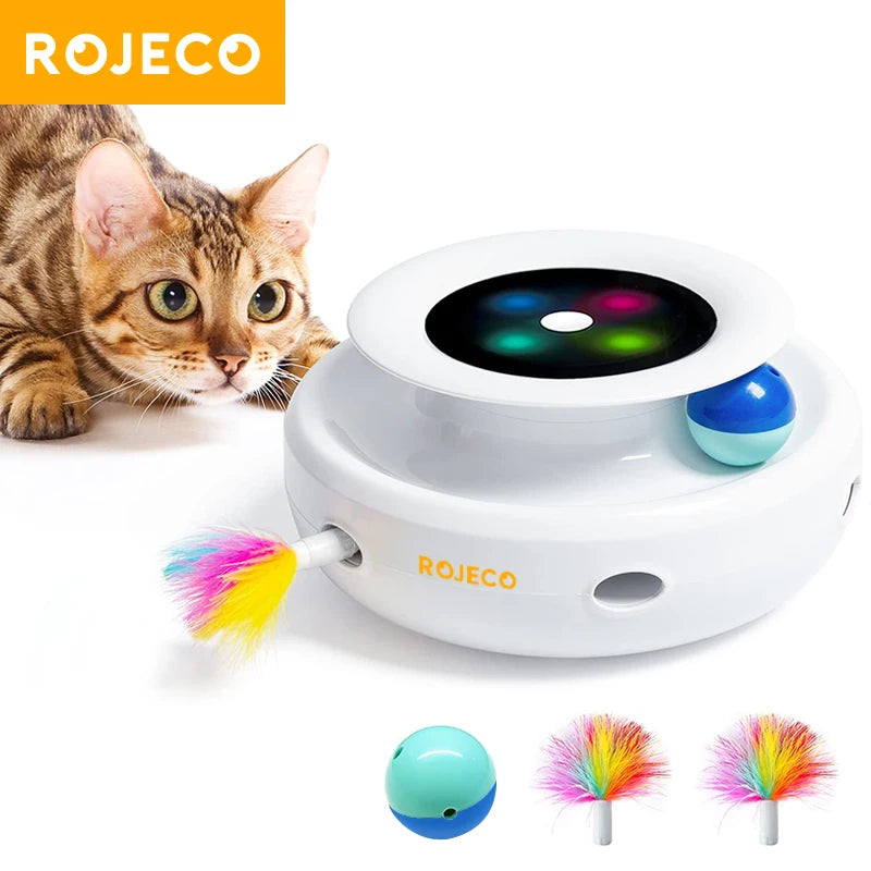 Smart Interactive Cat Toy 2 in 1 Automatic Feather and Ball Toy with Multiple Modes