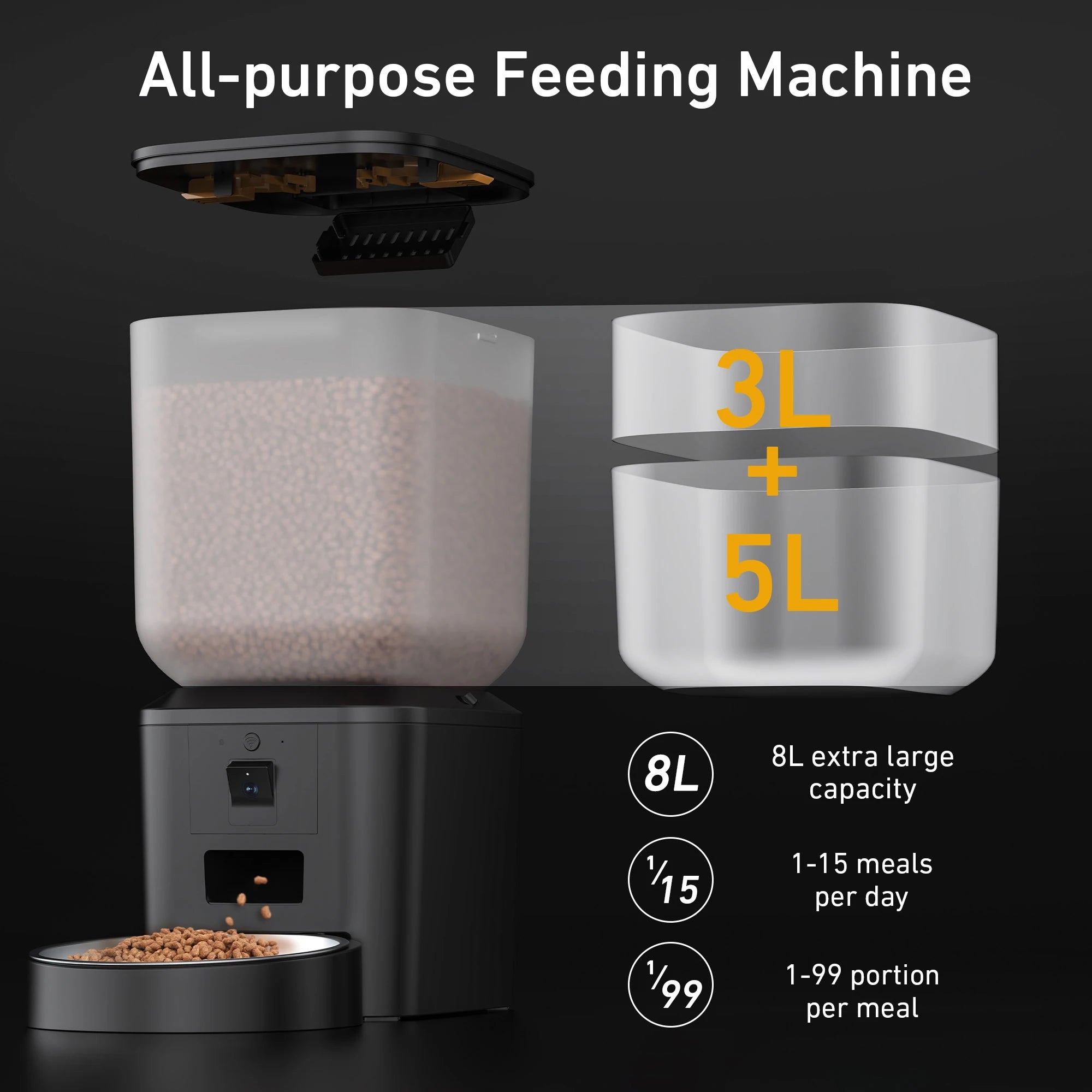 8L Smart Pet Feeder with Camera 1080P | WiFi Dog & Cat Feeder
