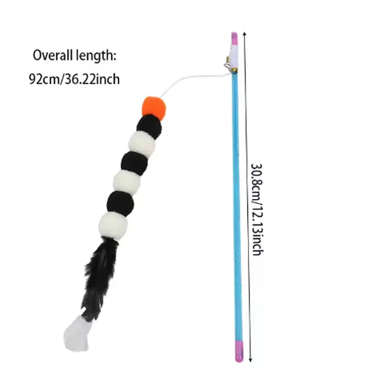 Interactive Feather Cat Teaser Wand with Bell – Fun Exercise Toy for Indoor Cats
