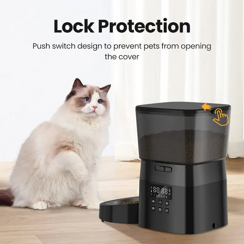 Automatic Cat Feeder with Timer & LCD Display – Portion Control Pet Food Dispenser for Cats