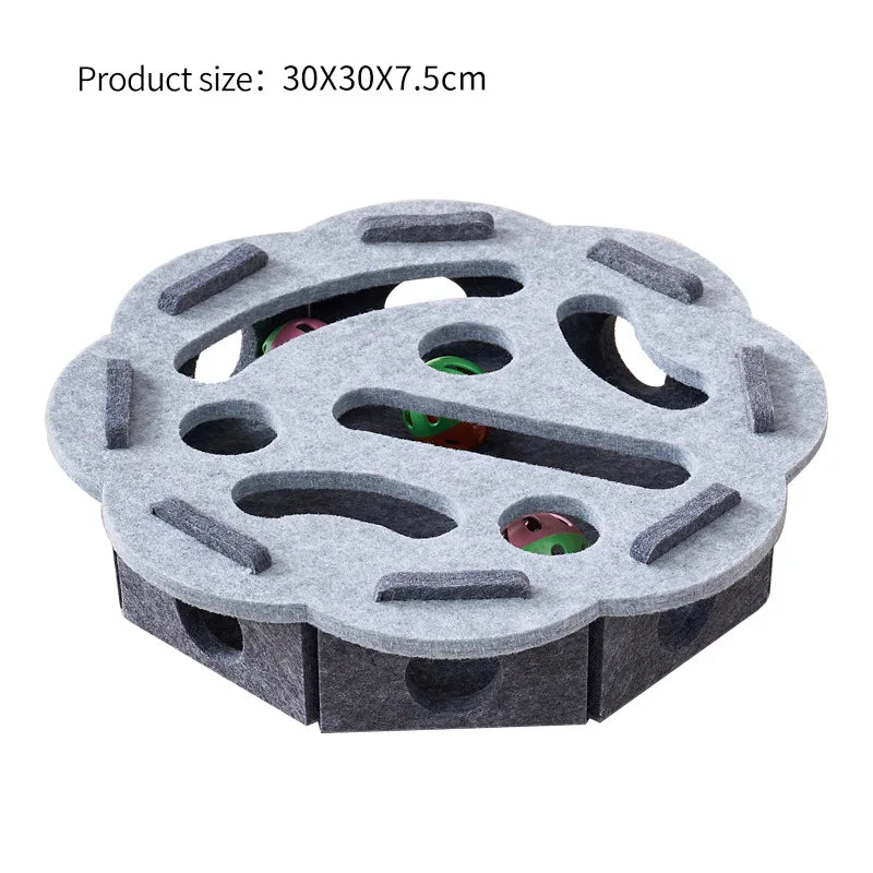 Interactive Cat Puzzle Toy Felt Maze Tunnel with Bell Ball Indoor Entertainment