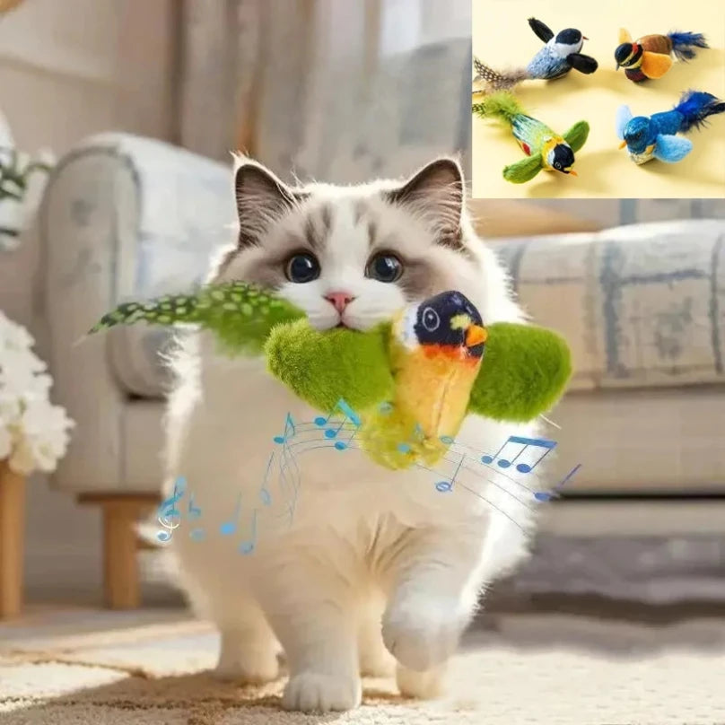 Interactive Bird Cat Toy with Sound – Hanging Catnip Teaser for Indoor Cats