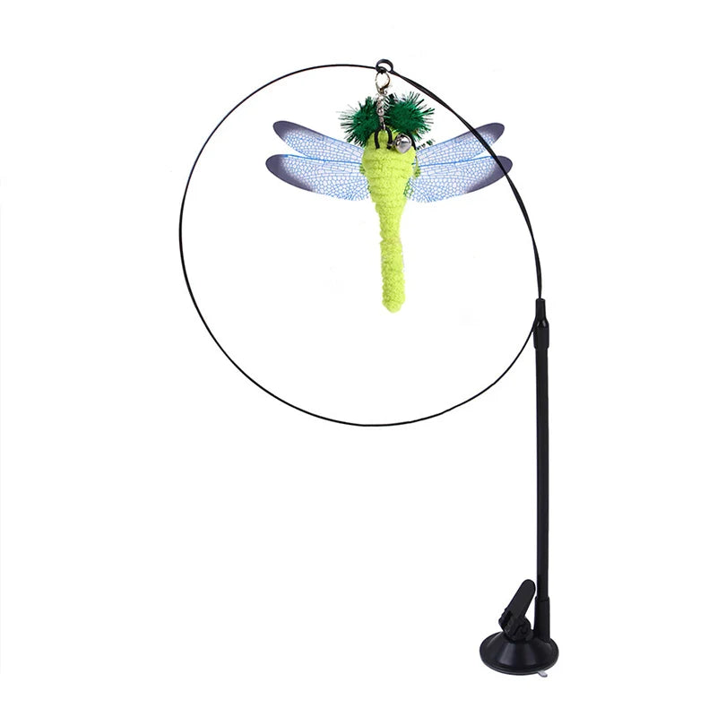 Interactive Cat Teaser Stick Suction Cup Toy Double Head Mouse Feather Bell Pet Toy