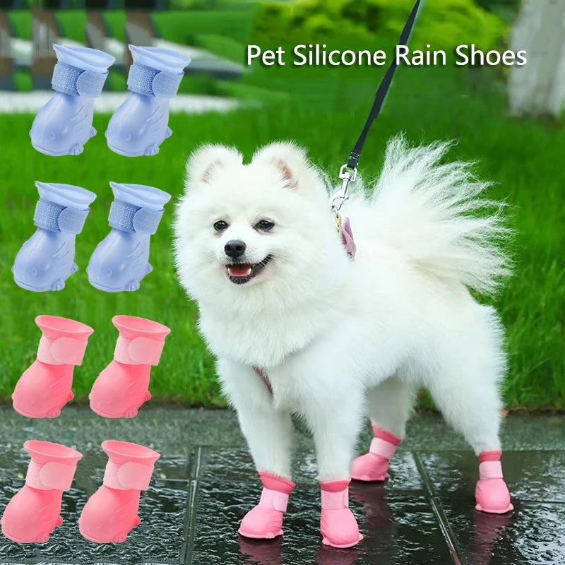 Waterproof Pet Rain Boots Anti-Slip Silicone Shoes for Dogs and Cats