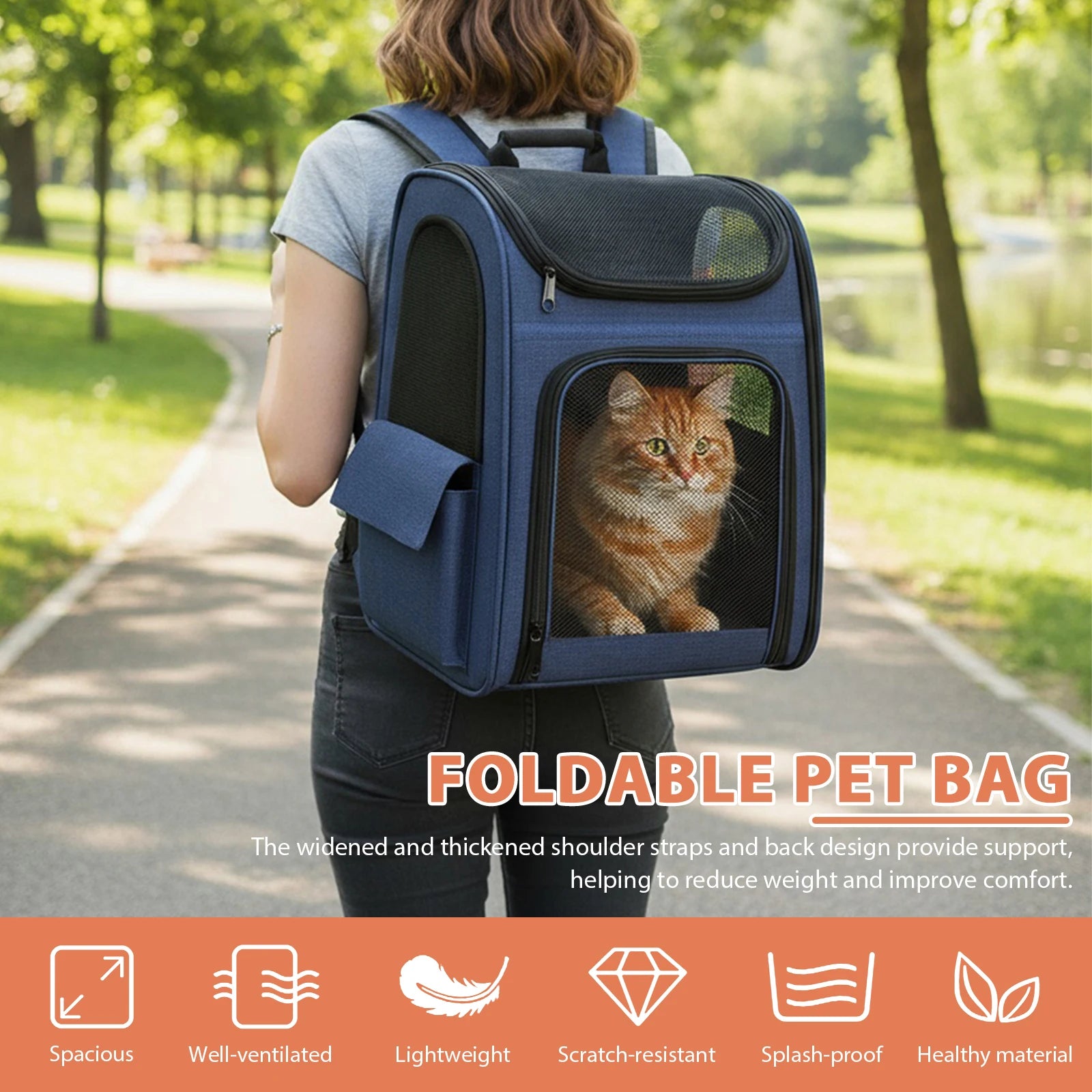 Expandable Pet Carrier Backpack – Breathable Travel Backpack for Cats & Small Dogs